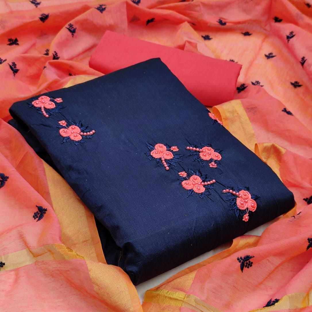 Gng Blossom 3 Festive Wear cotton Embroidery Work Dress Material Collection